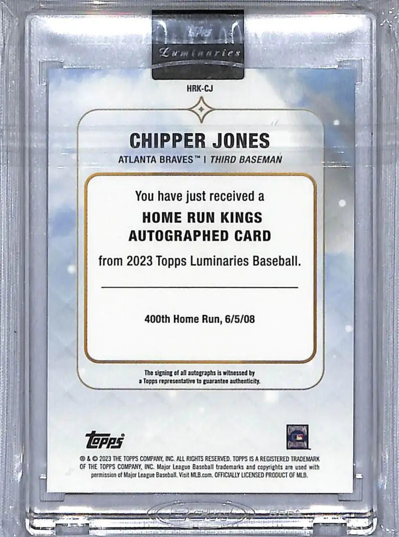 Topps Luminaries Baseball card redemption for Chipper Jones autographed Atlanta Braves card