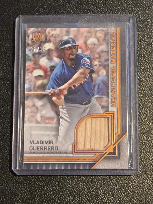 Vladimir Guerrero baseball card with bat relic from 2023 Topps Museum Collection