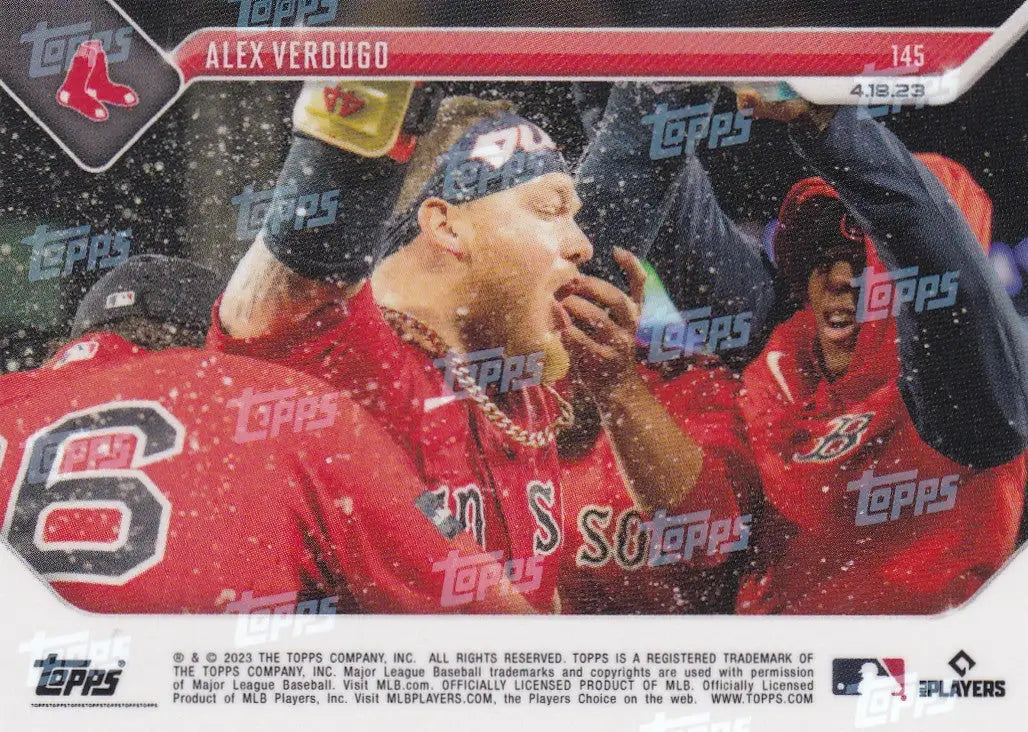 Alex Verdugo Boston Red Sox trading card from 2023 TOPPS NOW series