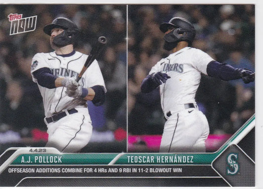 Collectible Seattle Mariners baseball card featuring Teoscar Hernandez and AJ Pollock