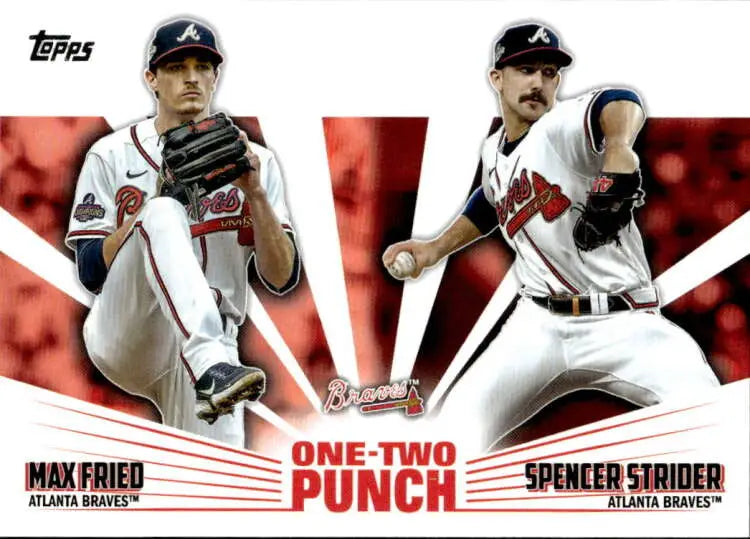 Topps baseball card featuring Atlanta Braves pitchers Tom Glavine and Greg Maddux