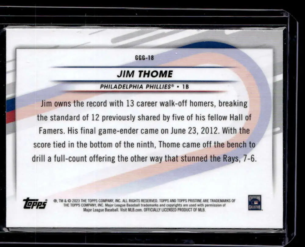 Stunning collectible card of Jim Thome’s walk-off home run record in Topps Pristine