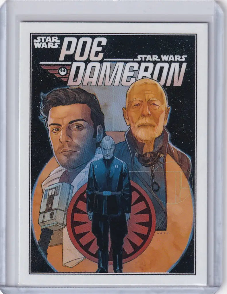 Trading card of Poe Dameron from Topps Star Wars Flagship Comic Cover Art series