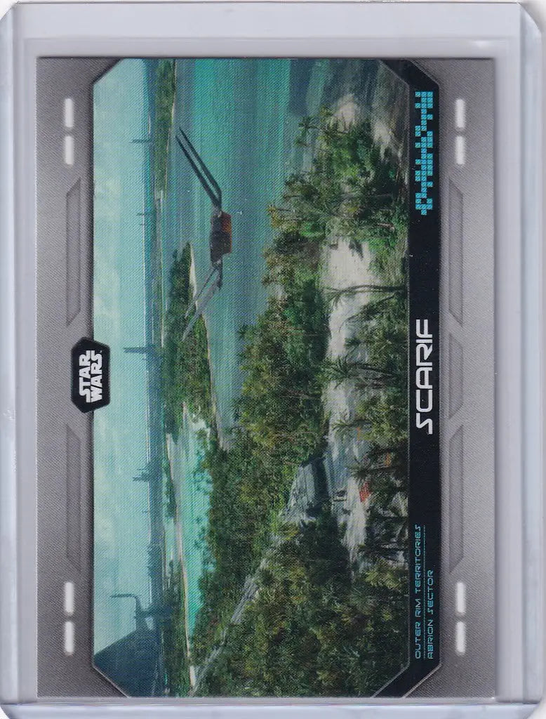Trading card of Scarif from Topps Star Wars Flagship Into The Galaxy series