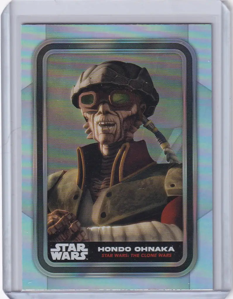 Topps Star Wars Flagship Rainbow Foil card featuring Hondo Ohnaka in goggles and cap
