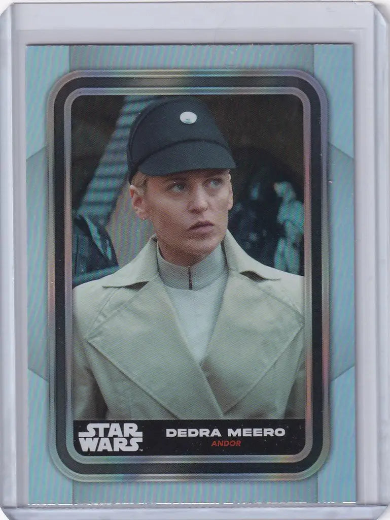 Topps Star Wars trading card of Dedra Meero in light-colored uniform and cap