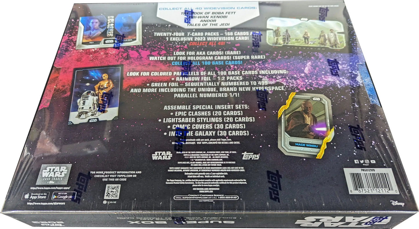 Star Wars trading card Super Box featuring rare short prints from Topps Star Wars Hobby