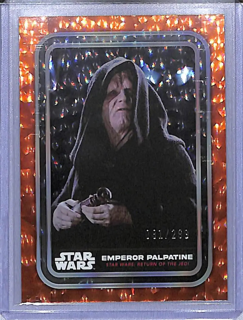 Star Wars Emperor Palpatine trading card from 2023 Topps Star Wars Orange series