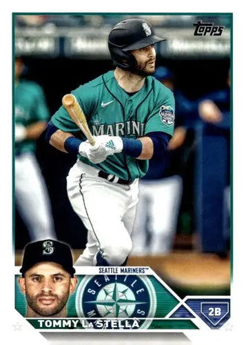 Tommy La Stella baseball card from 2023 Topps Update Series with original gloss