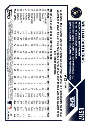 2023 Topps Update Series #US197 William Contreras NM-MT Brewers ID:63867 - Trading Cards