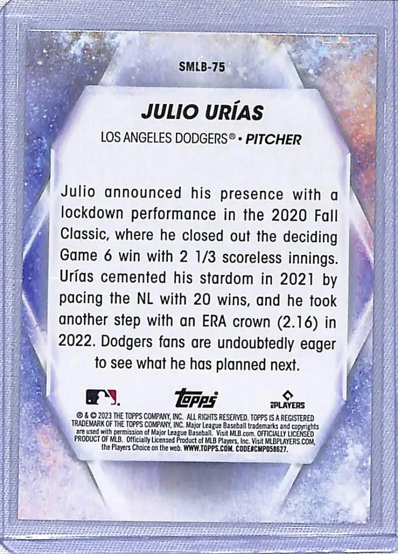 Baseball card of Julio Urías, Los Angeles Dodgers, 2023 Topps Update Stars of MLB
