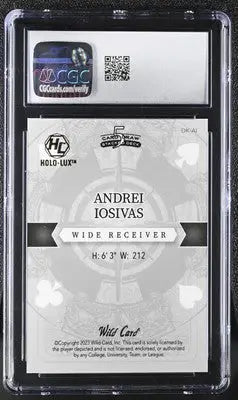 Graded andrei iosivas football card from 2023 Wild Card Stacked Andrei Iosivas series