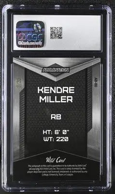 Graded Kendre Miller football card from 2023 Wild Card Alumination Draft series