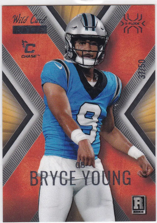 Bryce Young football rookie card from 2023 Wild Card Matte Chase series featuring Panthers