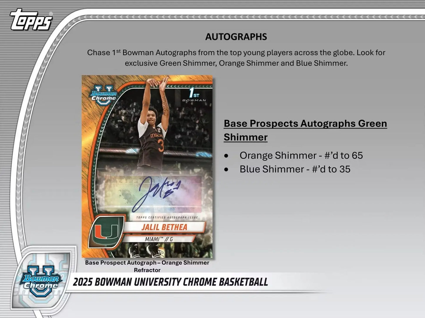Jalil Bethea autographed basketball card from 2024-25 Bowman University Chrome Basketball Mega Box