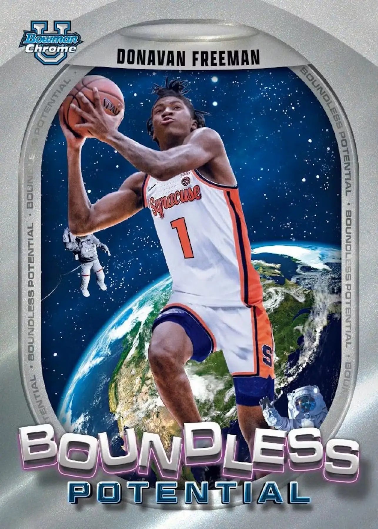 Donavan Freeman Bowman University Chrome Basketball card in 2024-25 Bowman University Chrome Mega Box