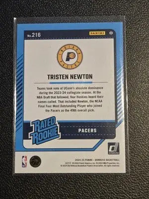 Tristen Newton rookie basketball card 2024-25 Donruss Holo Green Laser featuring Tristen Newton Holo