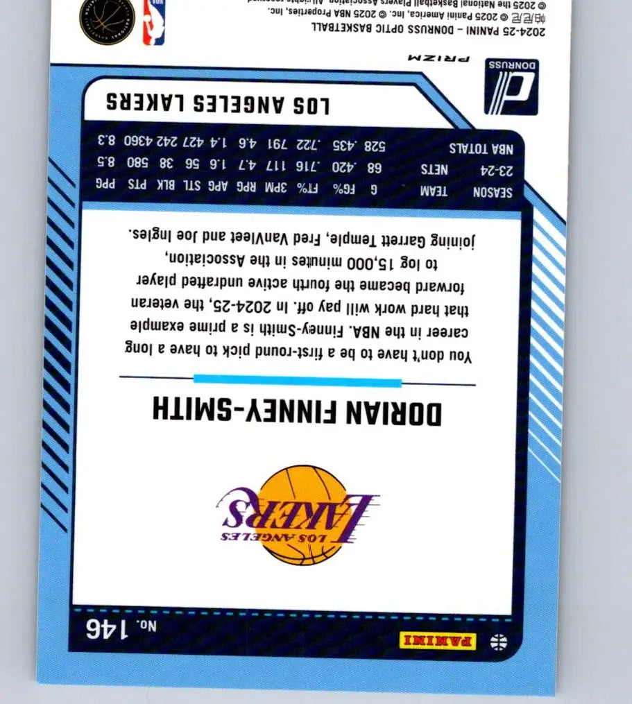 Basketball trading card featuring Dorian Finney-Smith with Los Angeles Lakers branding, Donruss Optic holo