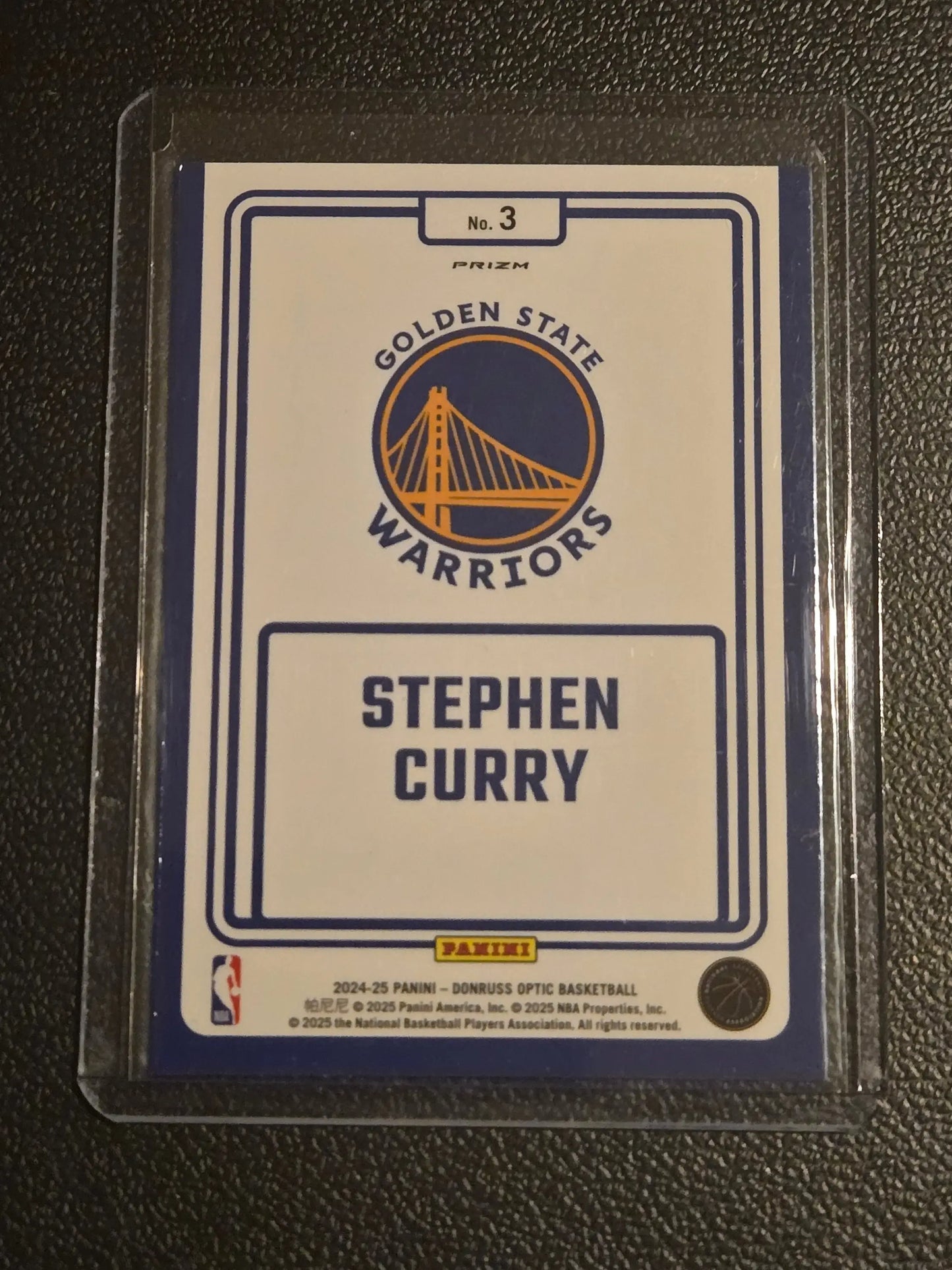 Golden State Warriors Stephen Curry Winner Stays Purple trading card from 2024-25 Donruss Optic