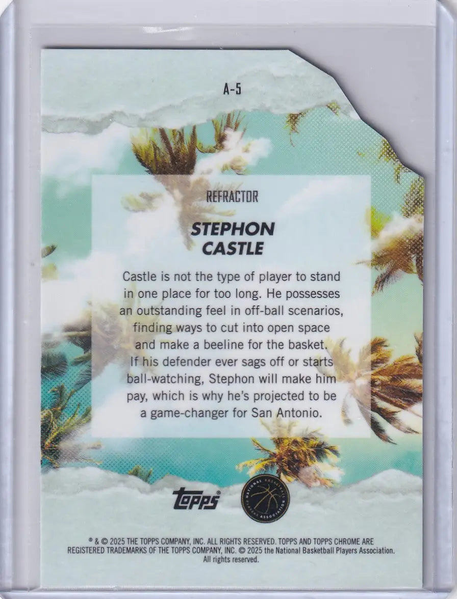Basketball trading card of Stephon Castle from 2024-25 Finest Basketball Arrivals Refractor