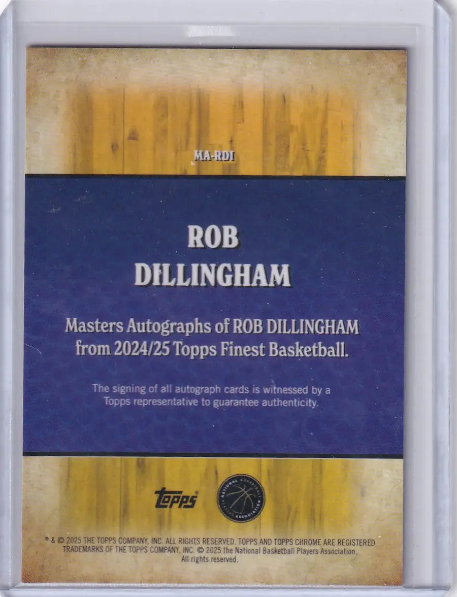 Basketball auto trading card of Rob Dillingham from 2024/25 Topps Finest Basketball set