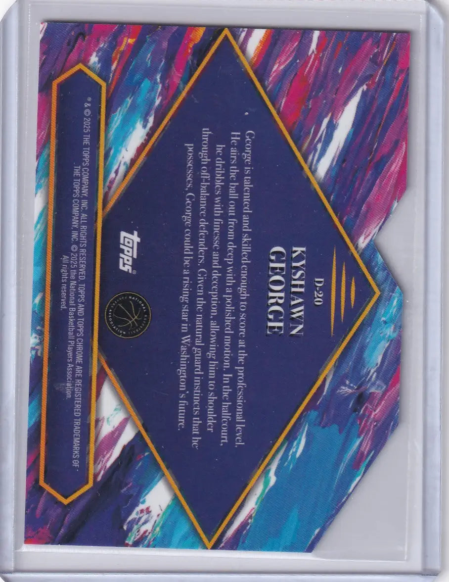 Collectible Kyshawn George basketball card from 2024-25 Finest Basketball Debut series