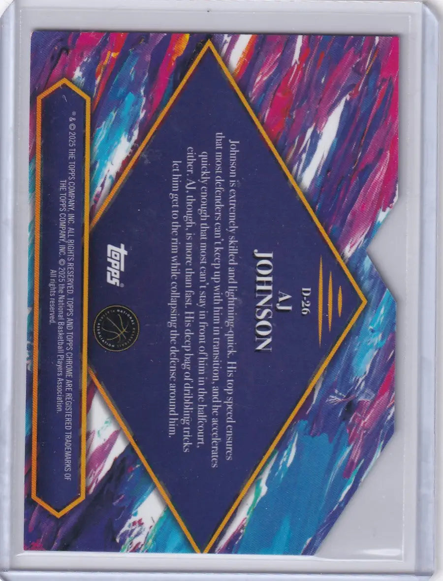 Basketball debut trading card 2024-25 Finest Basketball Debut AJ Johnson Wizards