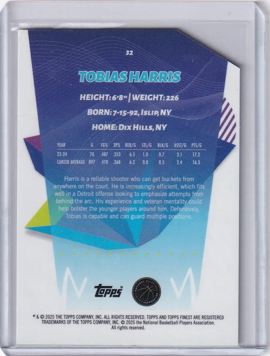 Basketball die cut trading card of Tobias Harris from 2024-25 Finest Basketball Die series