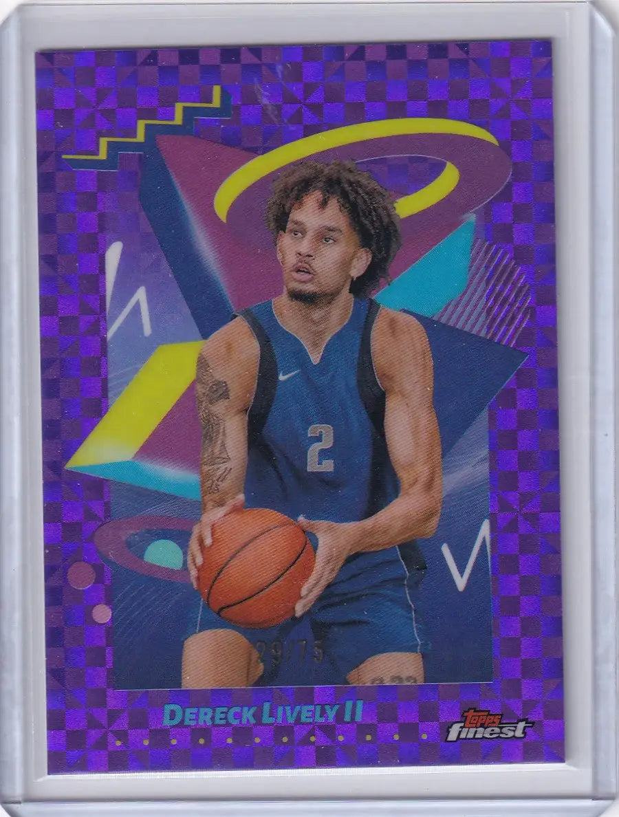 Purple patterned Dereck Lively II basketball trading card from 2024-25 Finest Basketball Purple series