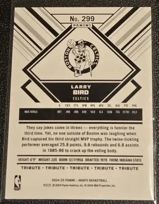 Larry Bird basketball card from 2024-25 Hoops set featuring icon player Larry Bird