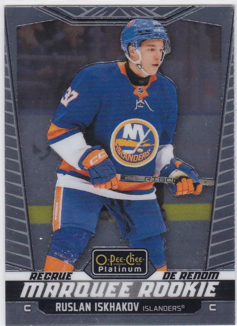 Hockey trading card of Ruslan Iskhakov Islanders from 2024-25 O-Pee-Chee Platinum Marquee Rookie