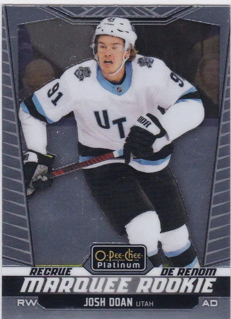 Collectible 2024-25 O-Pee-Chee Platinum Marquee Rookie Josh Doan Utah hockey card