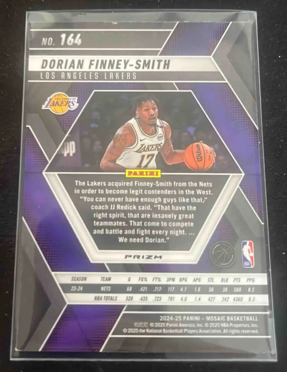 Purple and black Panini Basketball Mosaic Dorian Finney-Smith Los Angeles Lakers trading card