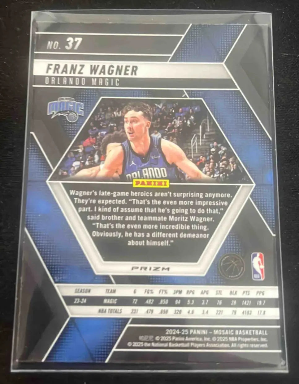 Basketball mosaic Franz Wagner trading card from Panini Basketball Mosaic series