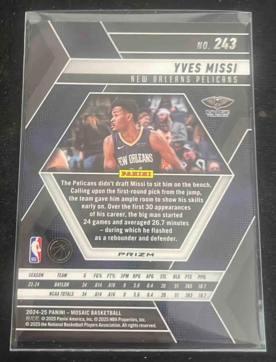 Basketball mosaic Yves Missi trading card in protective sleeve for Panini Basketball Mosaic