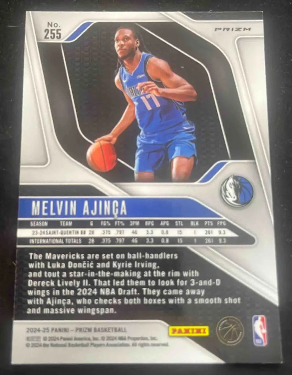 Basketball Prizm Melvin Ajinca trading card from Panini Basketball Prizm 2024-25