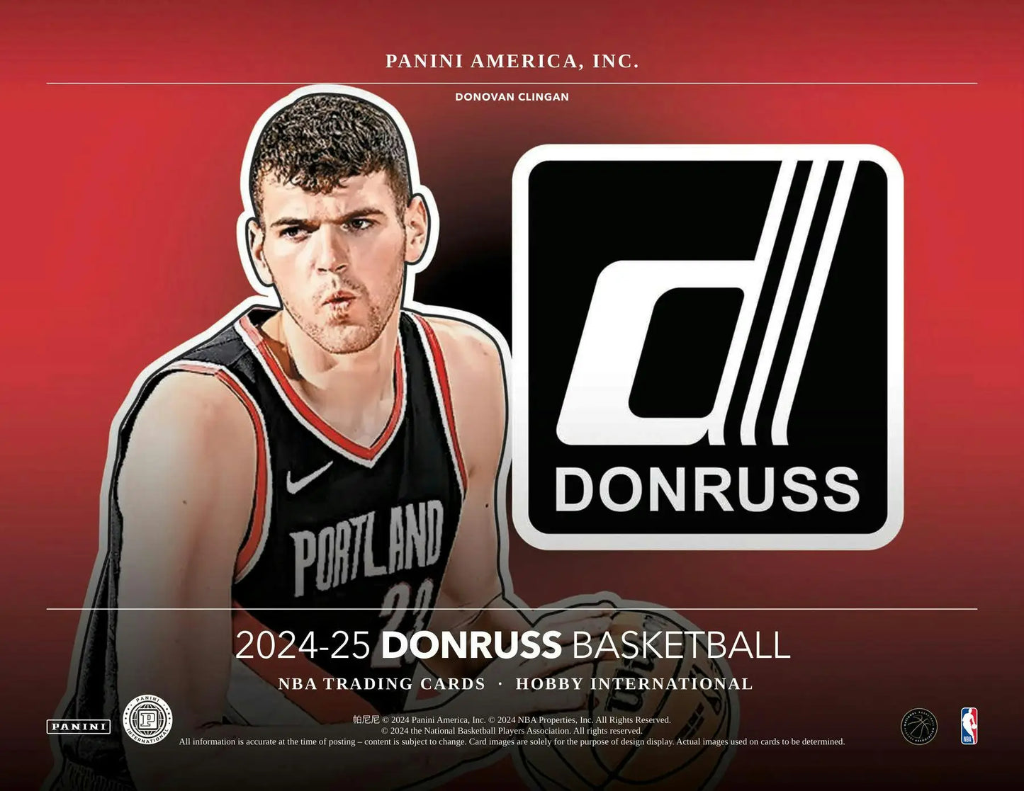 Donovan Clingan in Portland Trail Blazers jersey on 2024-25 Panini Donruss Basketball card