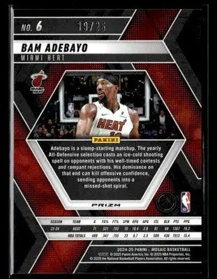 Bam Adebayo basketball card from Panini Mosaic White Mosaic series