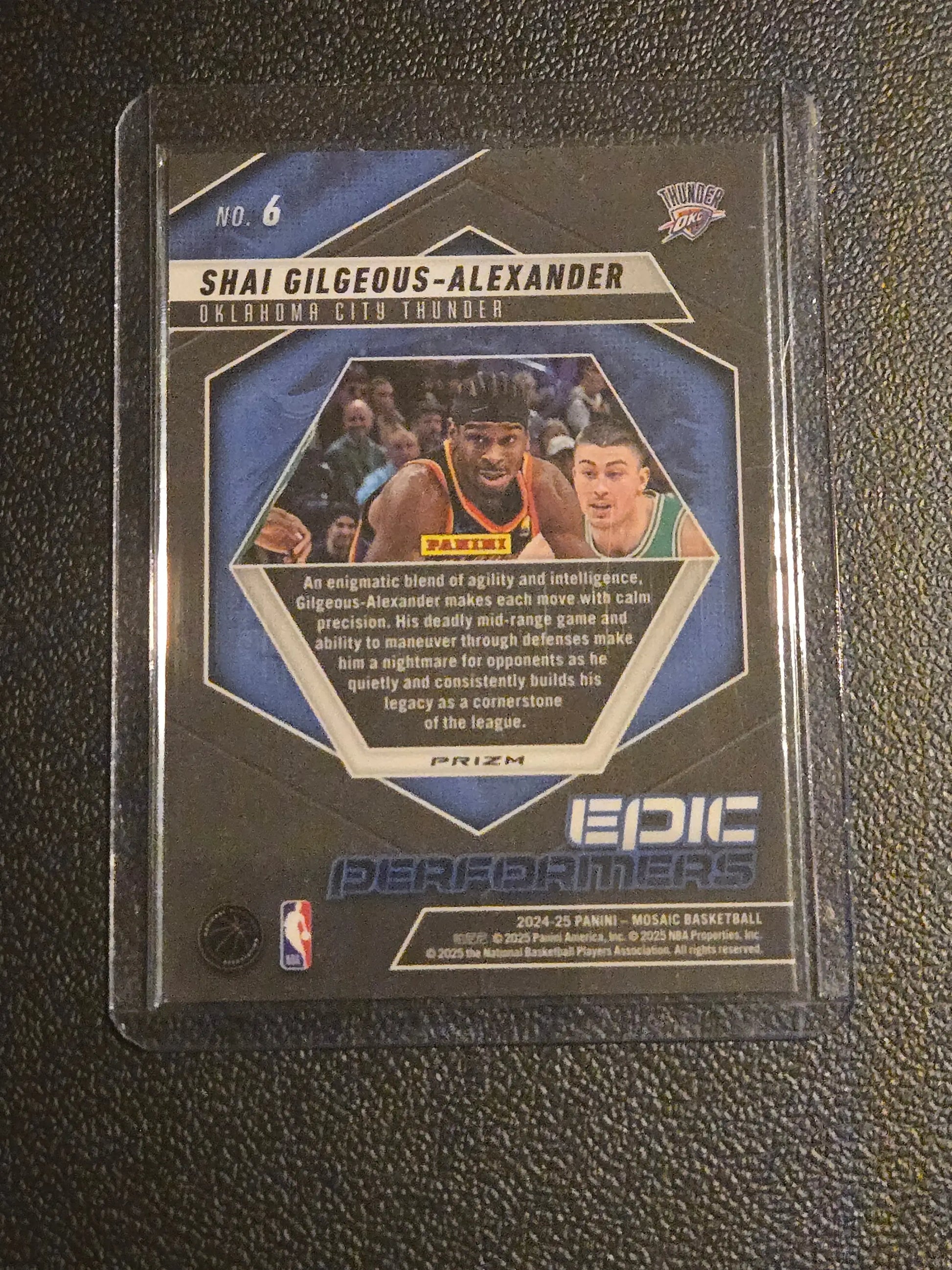Basketball trading card of Shai Gilgeous-Alexander from Panini Mosaic Epic Performers Mosaic