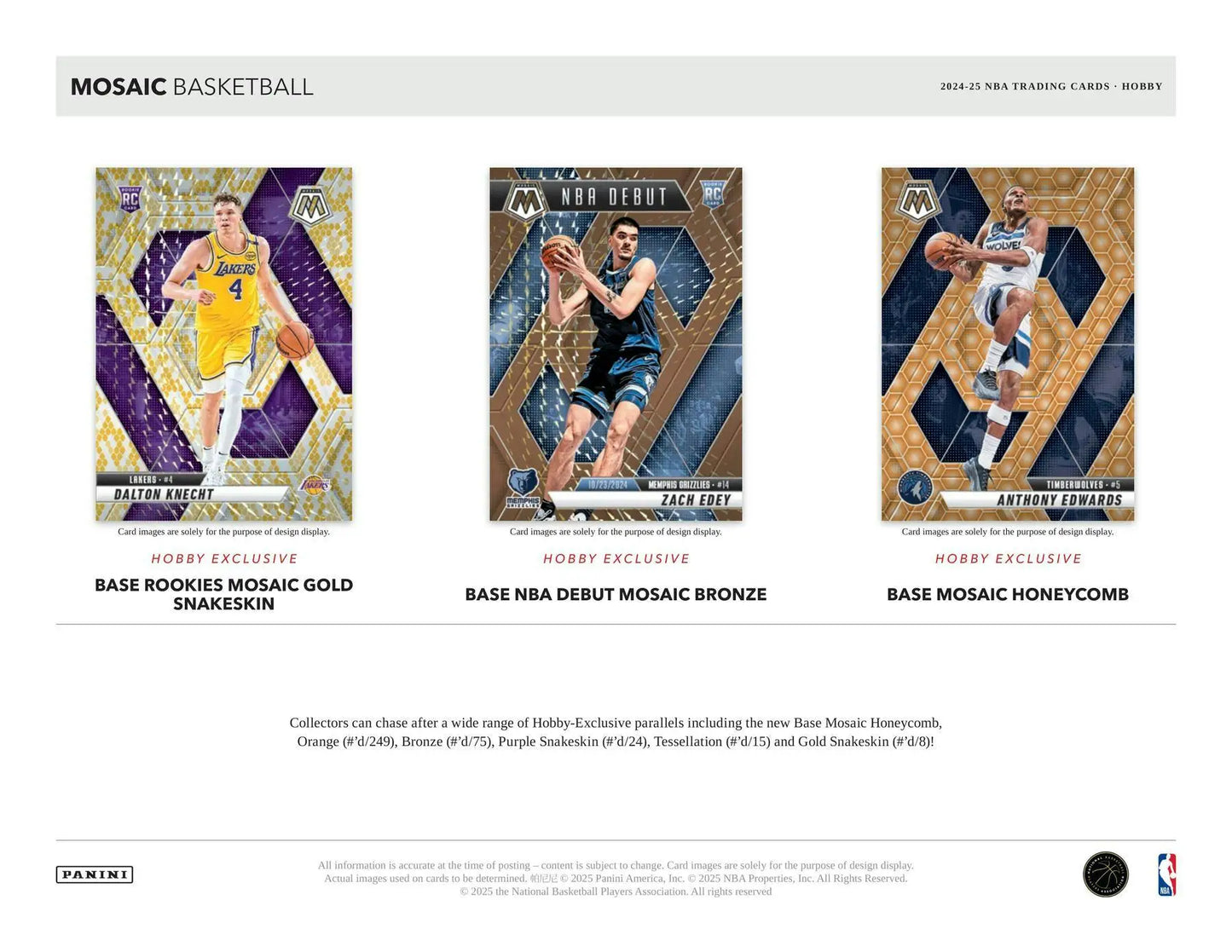 Mosaic basketball trading cards in a hobby box from Panini Mosaic Basketball collection
