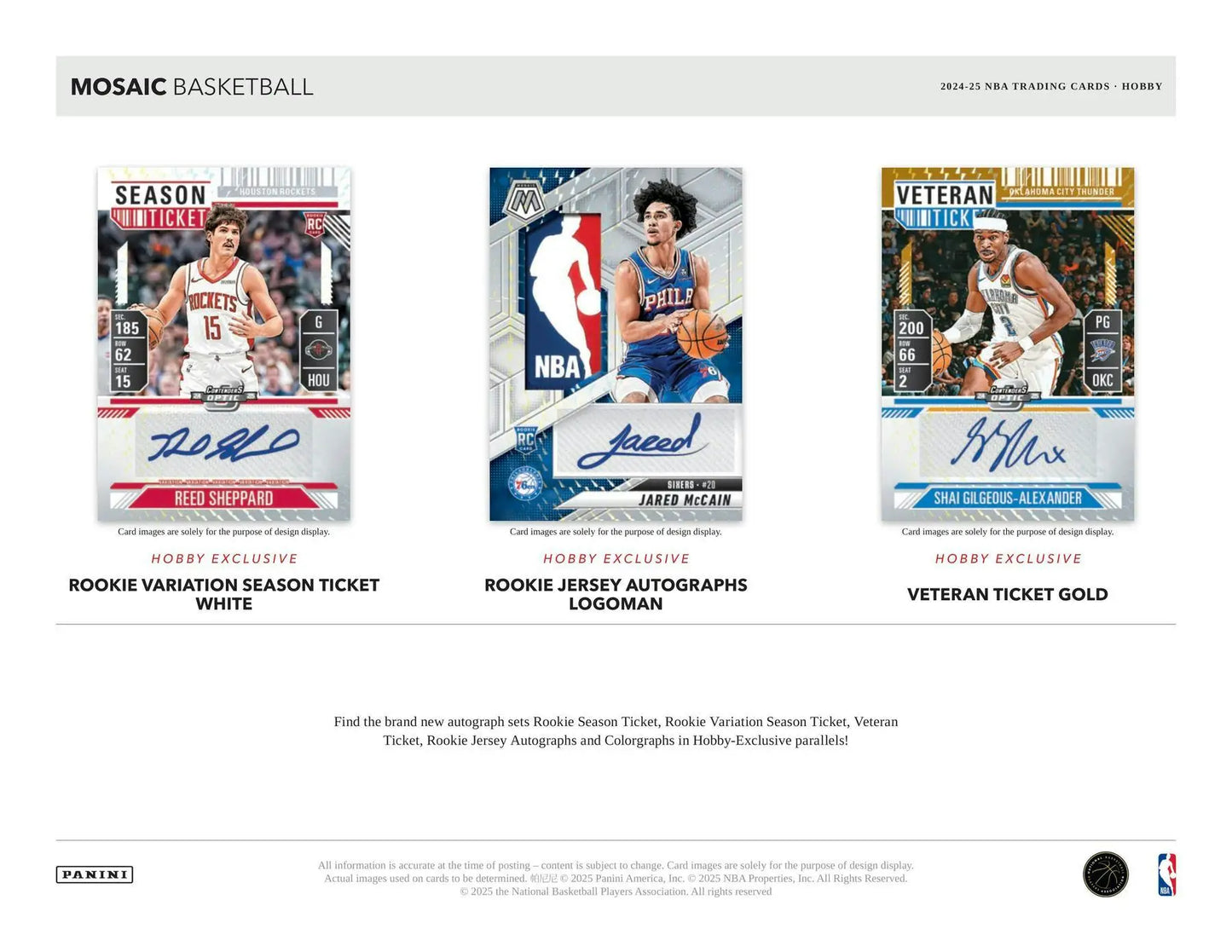 Mosaic basketball trading cards from the 2024-25 Panini Mosaic Basketball hobby box