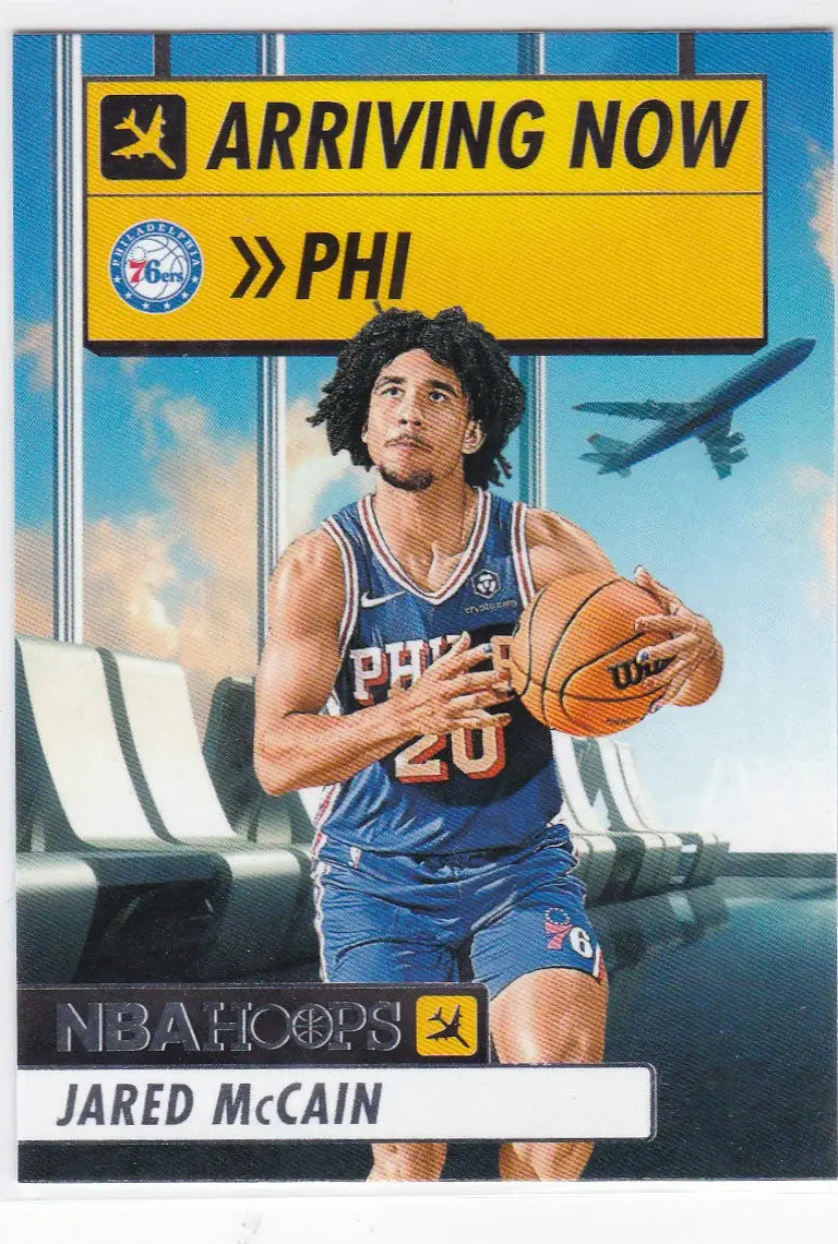 Basketball trading card of Jared McCain arriving in Philadelphia 76ers from Panini NBA Hoops