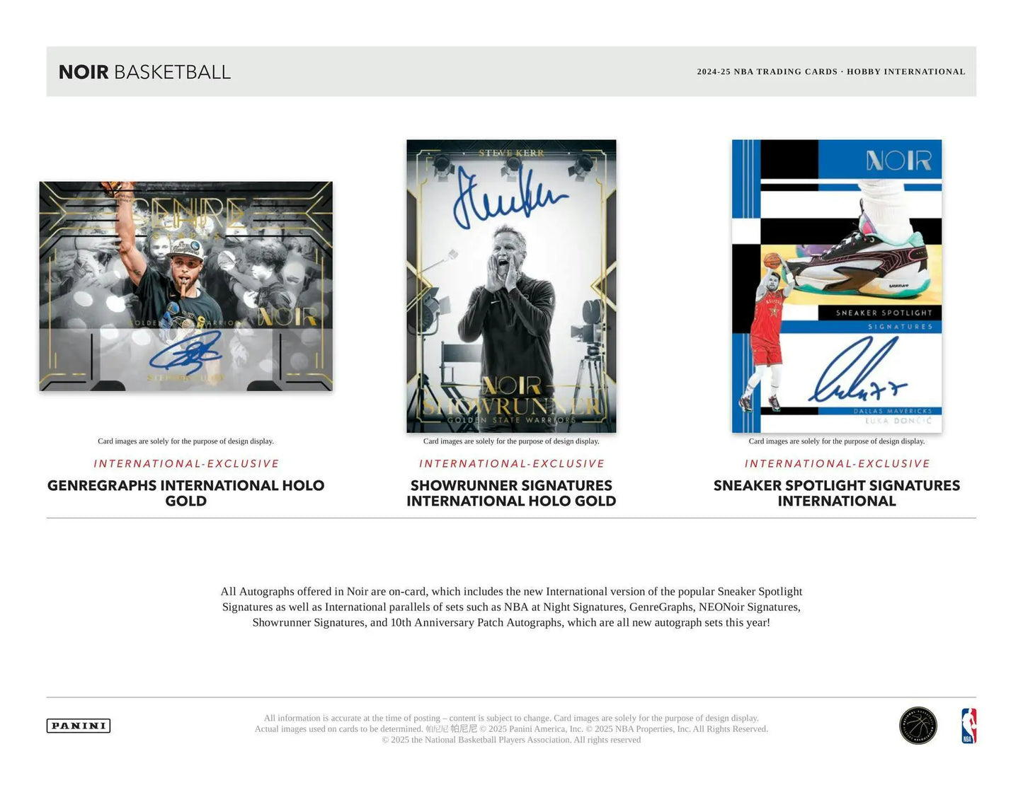 Three Panini Noir basketball trading cards from the 2024/25 Panini Noir collection