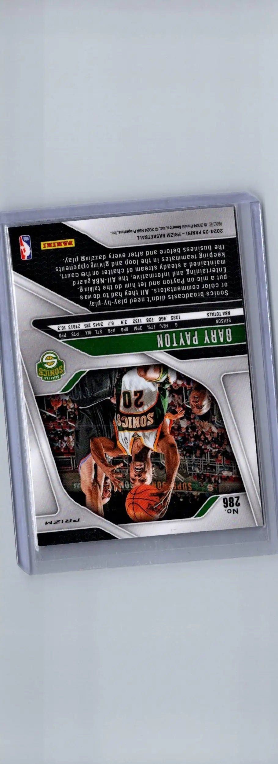 Basketball trading card featuring Gary Payton from 2024-25 Panini Prizm Payton Prizms Ruby