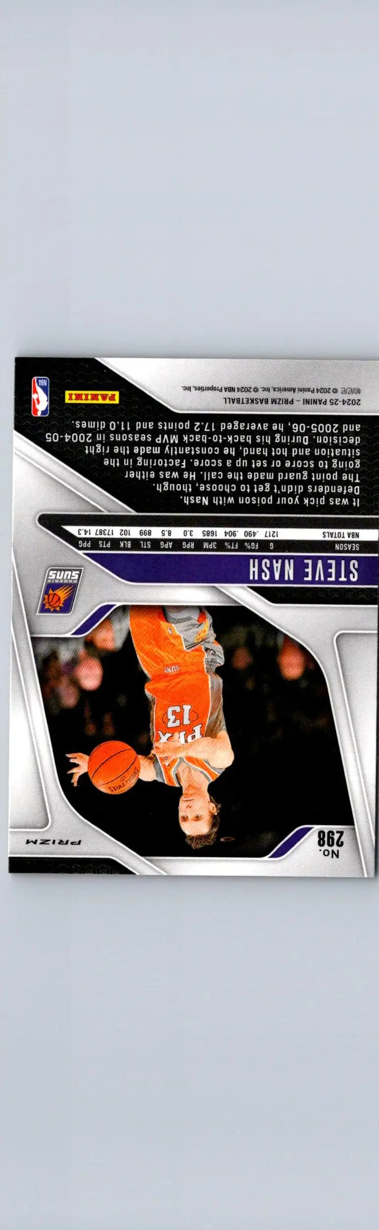 Steve Nash Prizms Orange Ice basketball card from 2024-25 Panini Prizm product