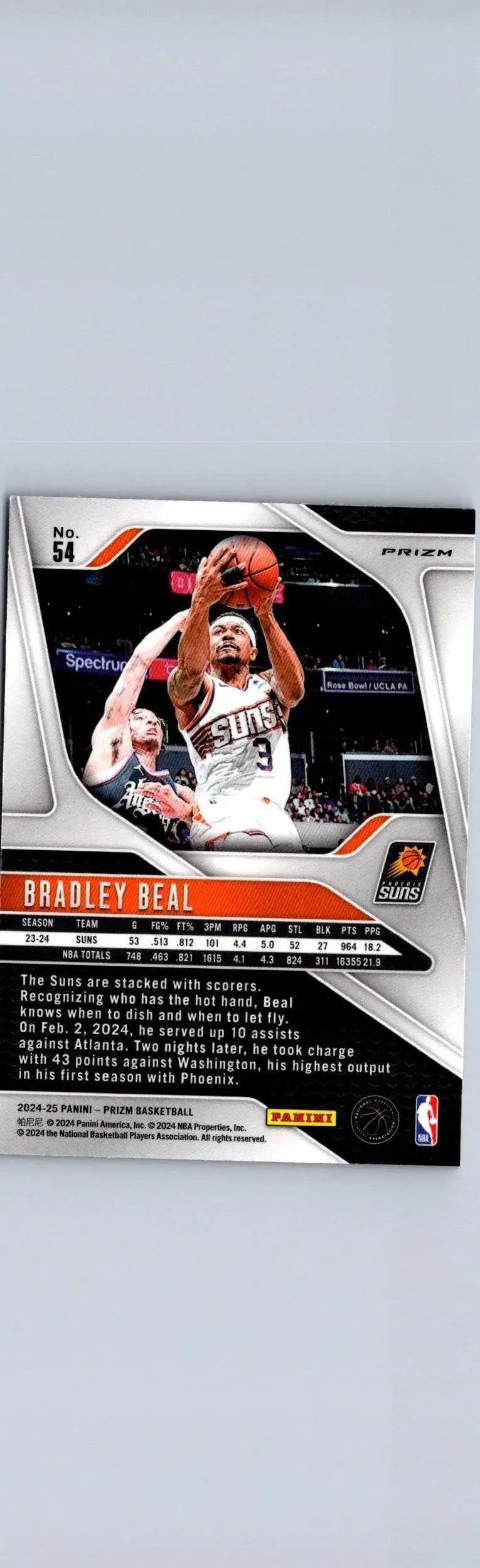 Bradley Beal Prizms Red Ice basketball card from 2024 25 Panini Prizm Beal Prizms collection