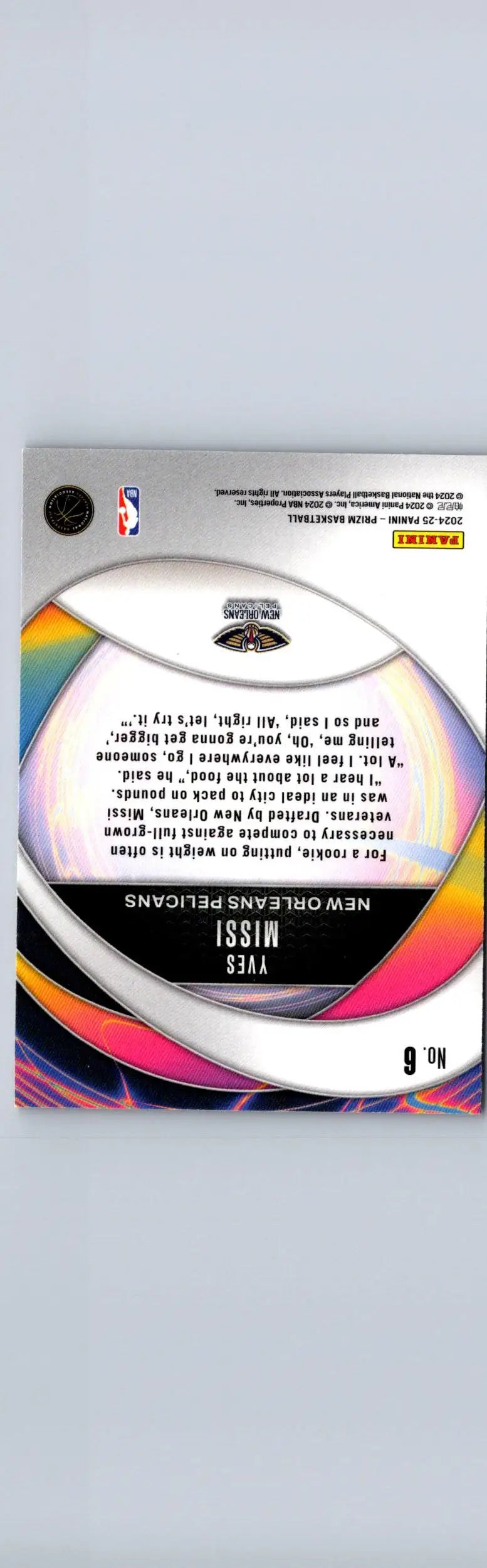 Basketball trading card featuring Yves Missi Instant Impact Prizms Silver 2024-25 Panini