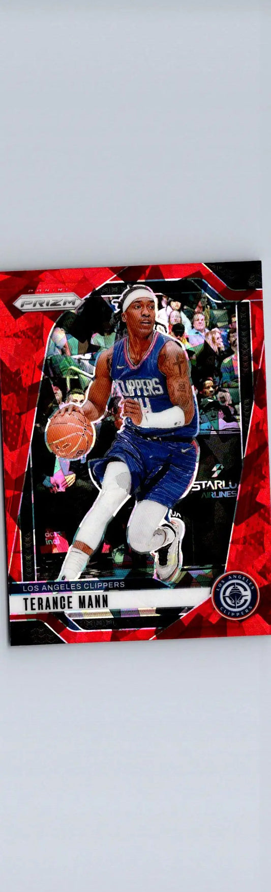 Terance Mann basketball card from 2024-25 Panini Prizm Mann Prizms Red Ice