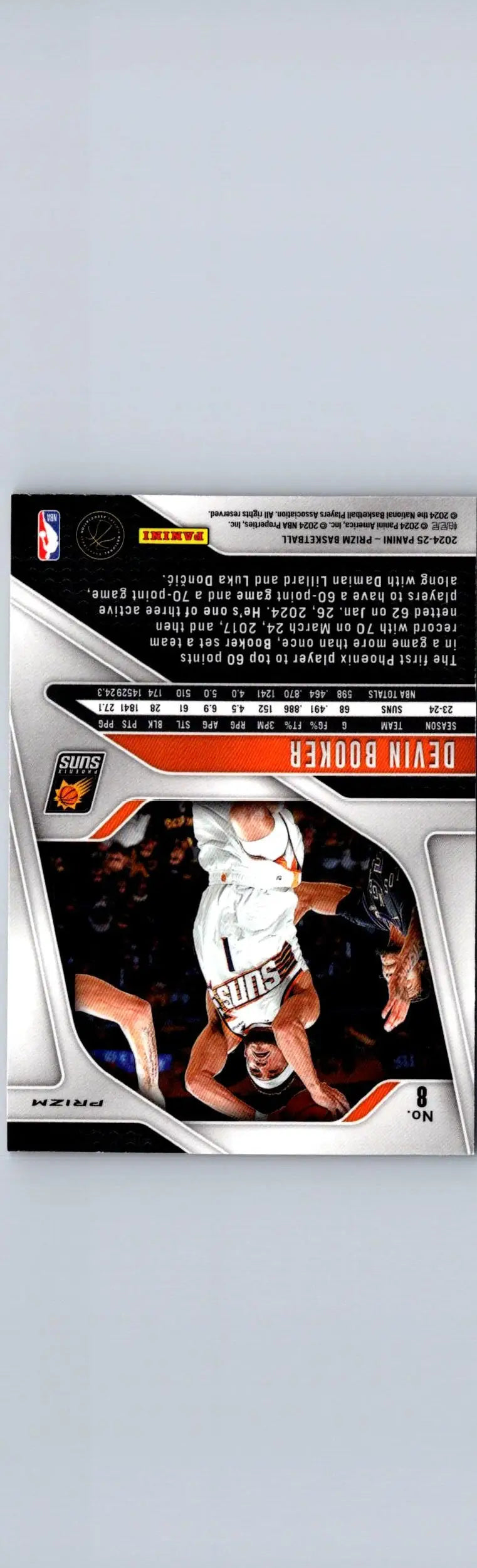 Devin Booker basketball card from 2024-25 Panini Prizm featuring Devin Booker Prizms Red Ice