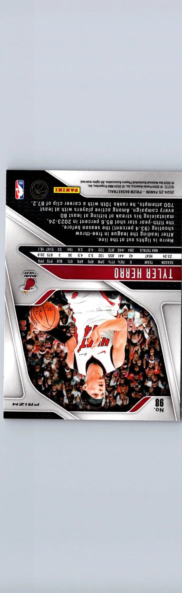 Tyler Herro basketball card from 2024-25 Panini Prizm Herro Prizms Pink Ice